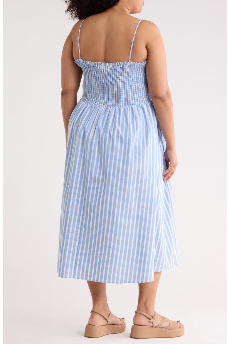 Stripe Fit & Flare Midi Dress, Alternate, color, CHAMBRAY