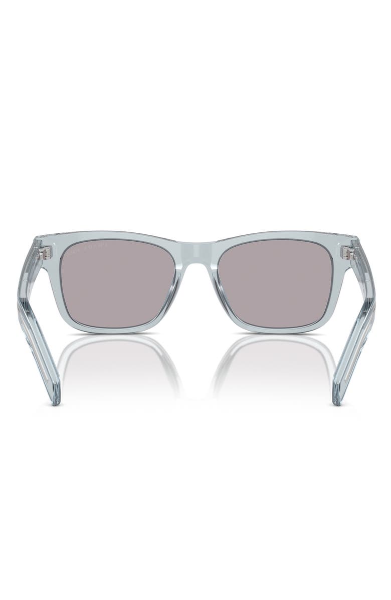 Prada 54mm Polarized Rectangular Sunglasses, Alternate, color, Transparent Azure