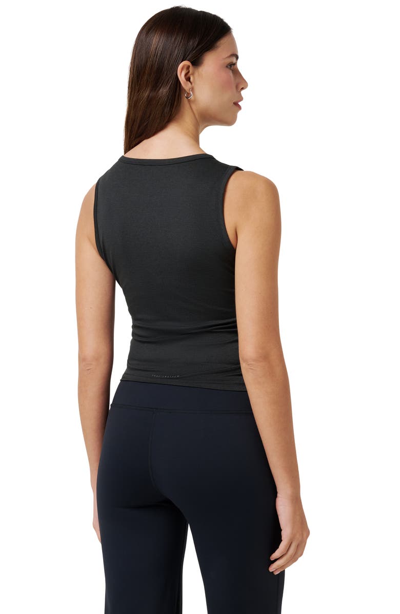 TravisMathew Skyline Ruched Jersey Tank, Alternate, color, Heather Black