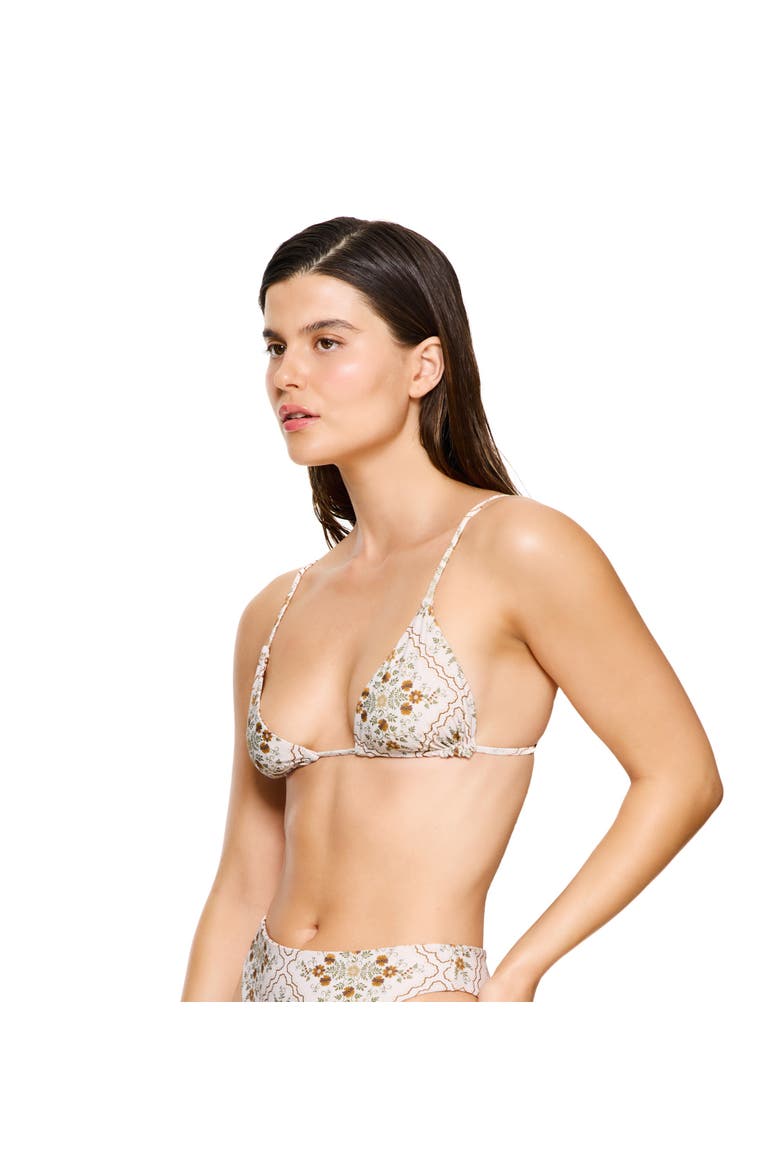 Love Notes Reversible Triangle Bikini Top Swimsuit, Alternate, color, Cream-Brown