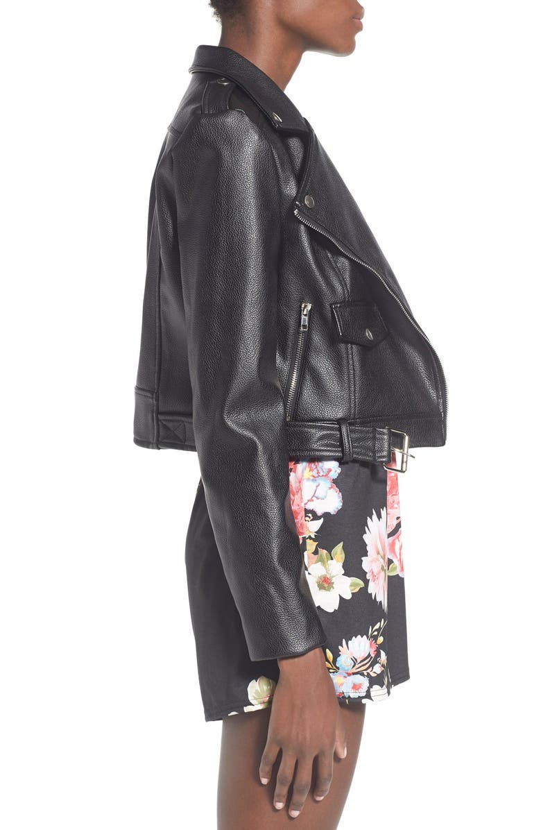 Missguided 'Zazula' Faux Leather Moto Jacket, Alternate, color, 
