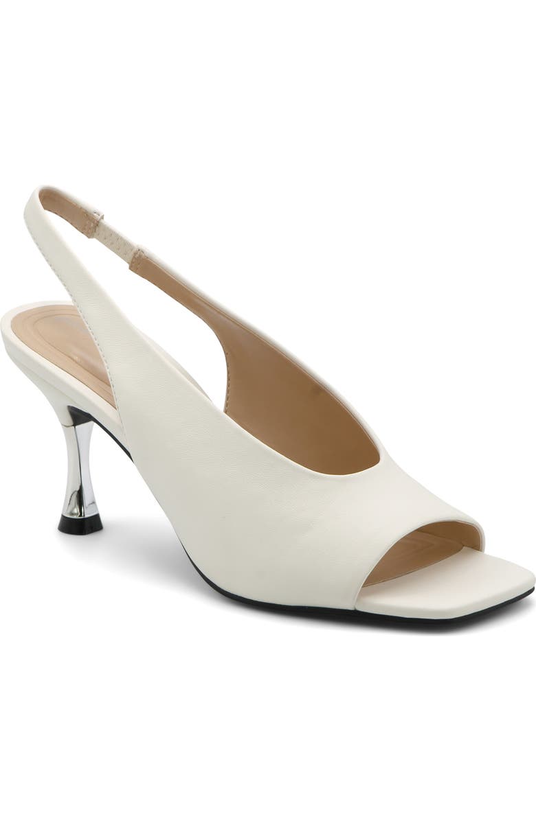 Adrienne Vittadini Janice Peep Toe Slingback Pump, Main, color, White Sm