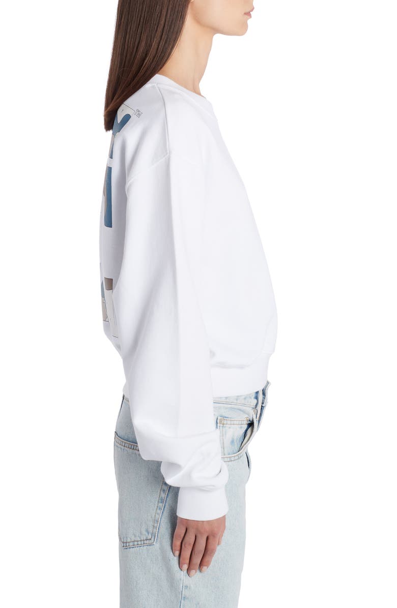 Off-White Puzzle Arrow Logo Cotton Sweatshirt, Alternate, color, 