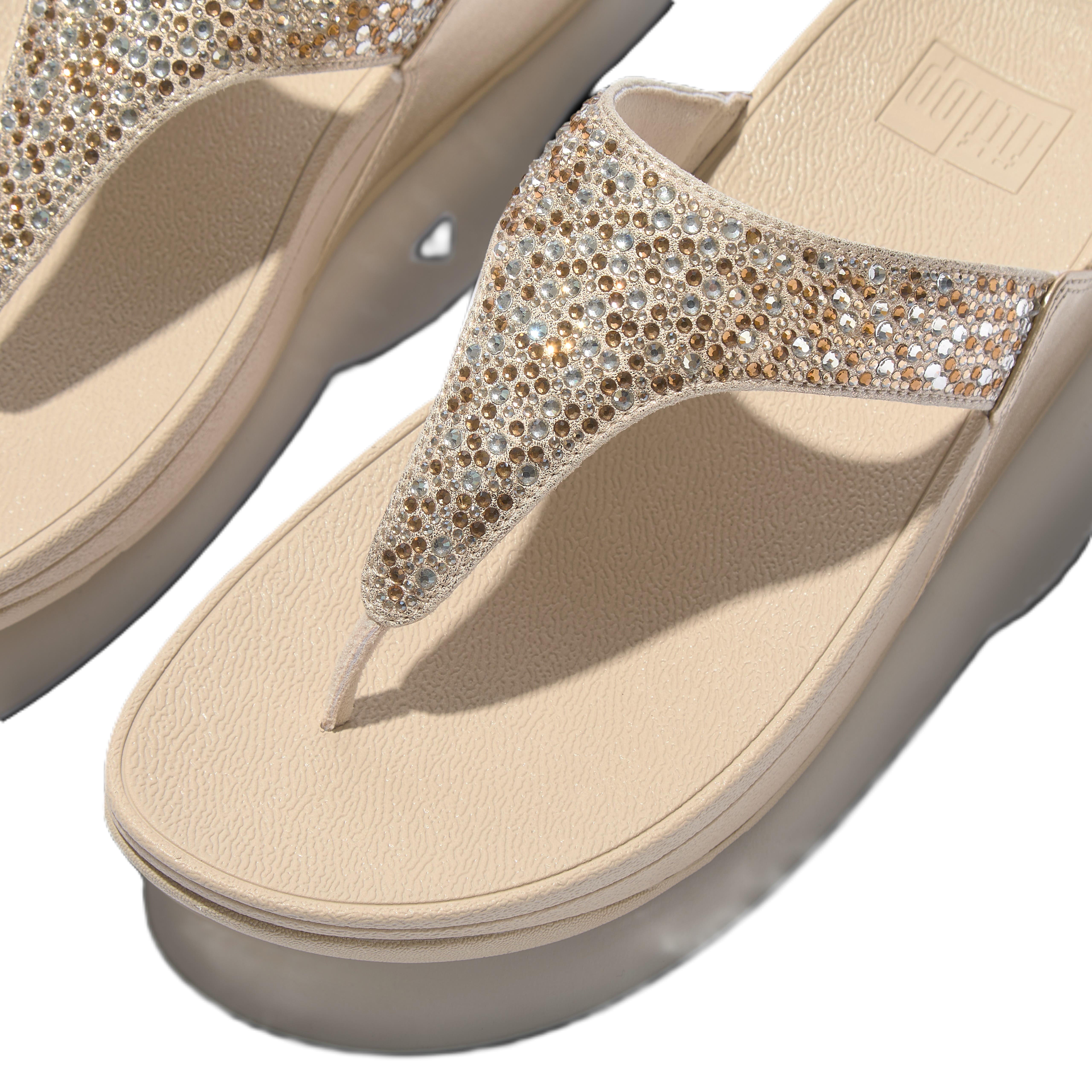 FitFlop Lulu Crystal Mix Metallic Sandals, Alternate, color, Platino