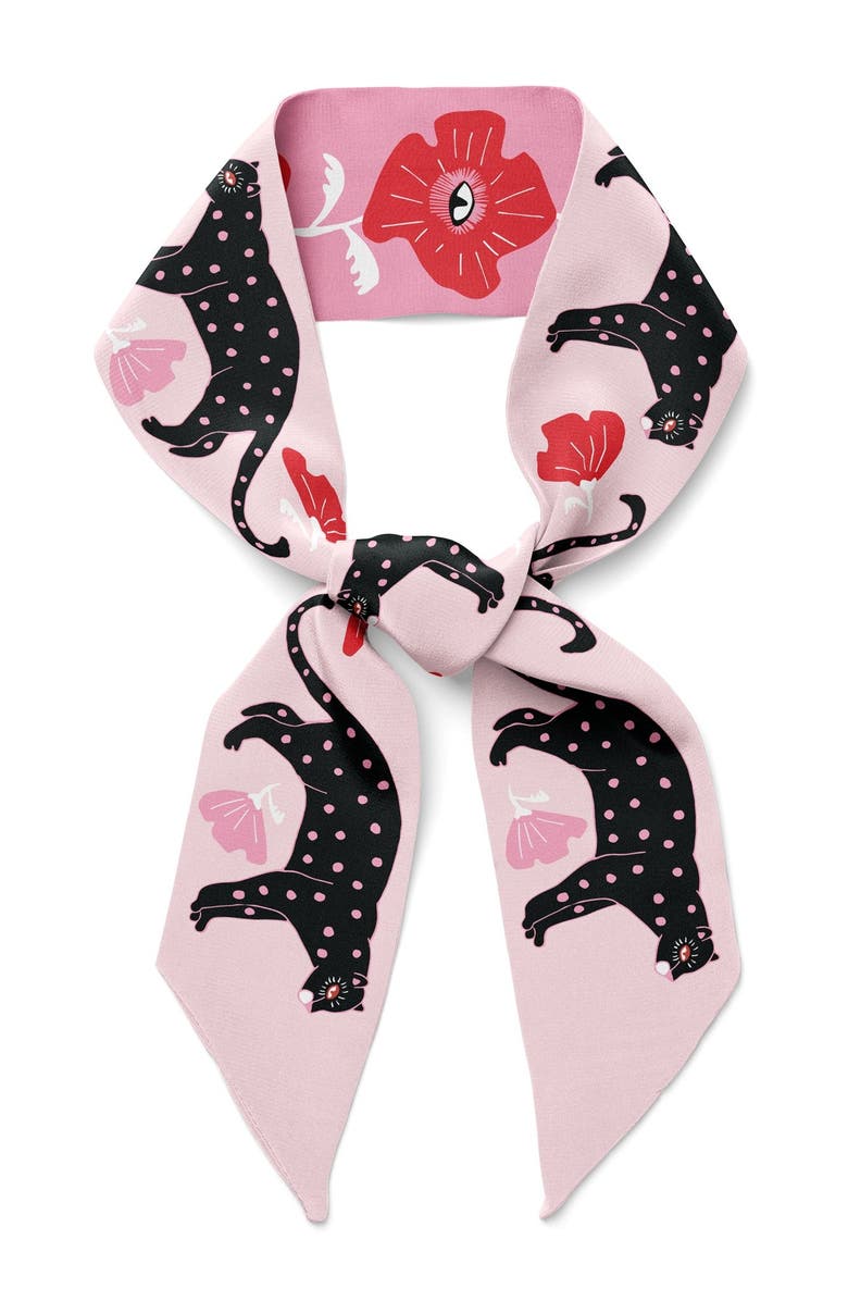 Centinelle Poppy Polka Cat Twilly Ribbon Scarf, Main, color, Red