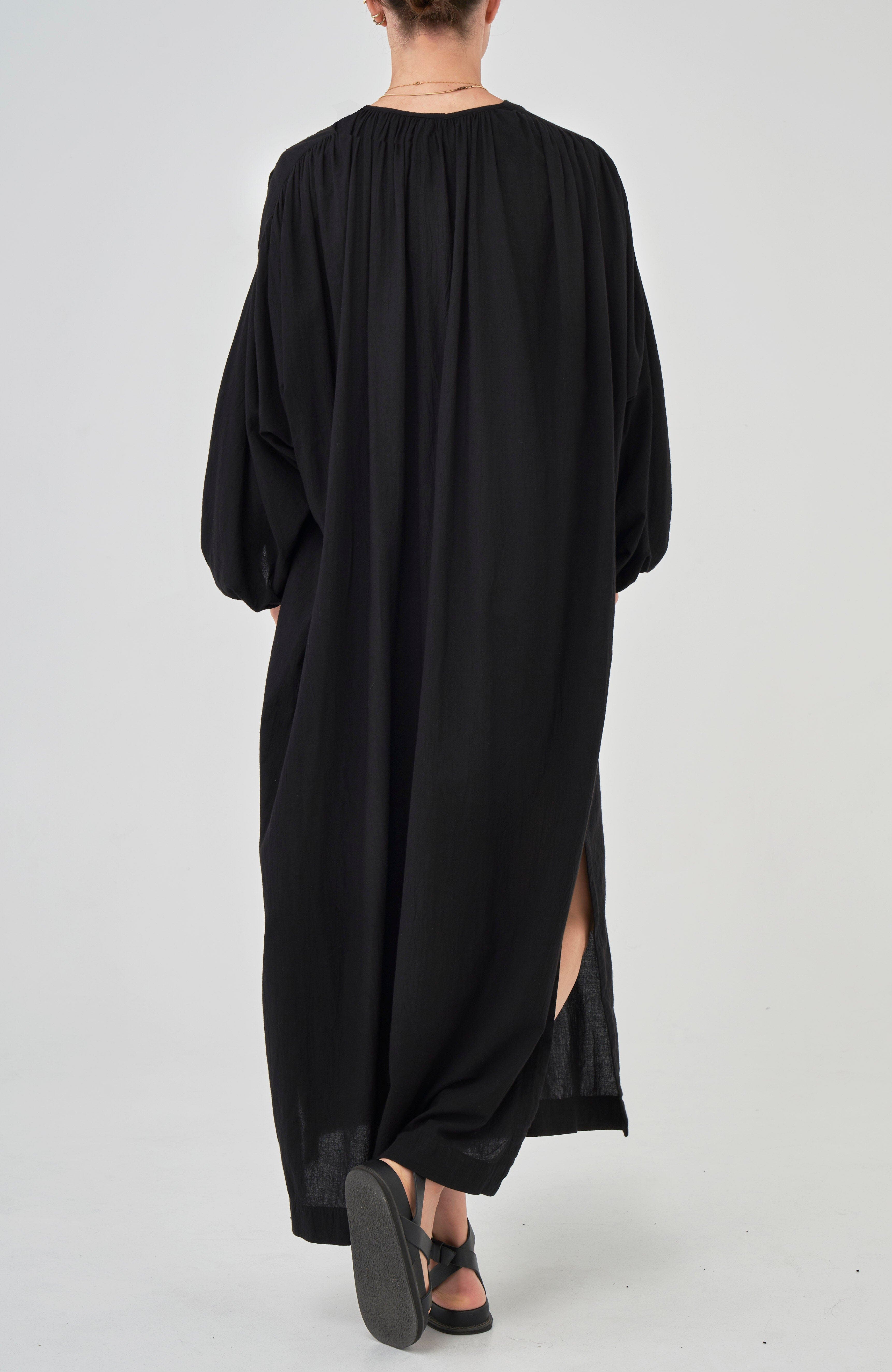 Rouched Shoulder Maxi Cotton Caftan - image 2
