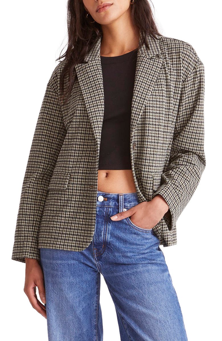 Madewell Houndstooth Oversize Knit Blazer, Main, color, 