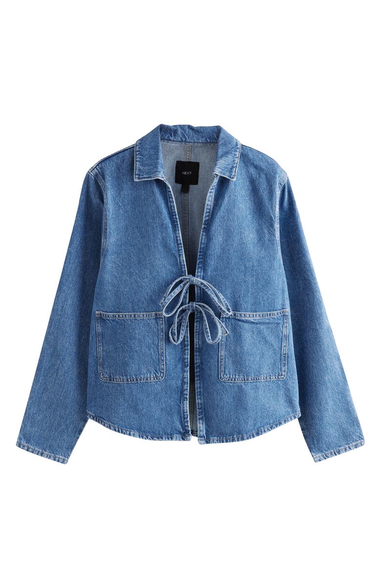 NEXT Front Tie Boxy Denim Jacket, Main, color,