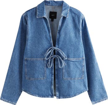 NEXT Front Tie Boxy Denim Jacket | Nordstrom