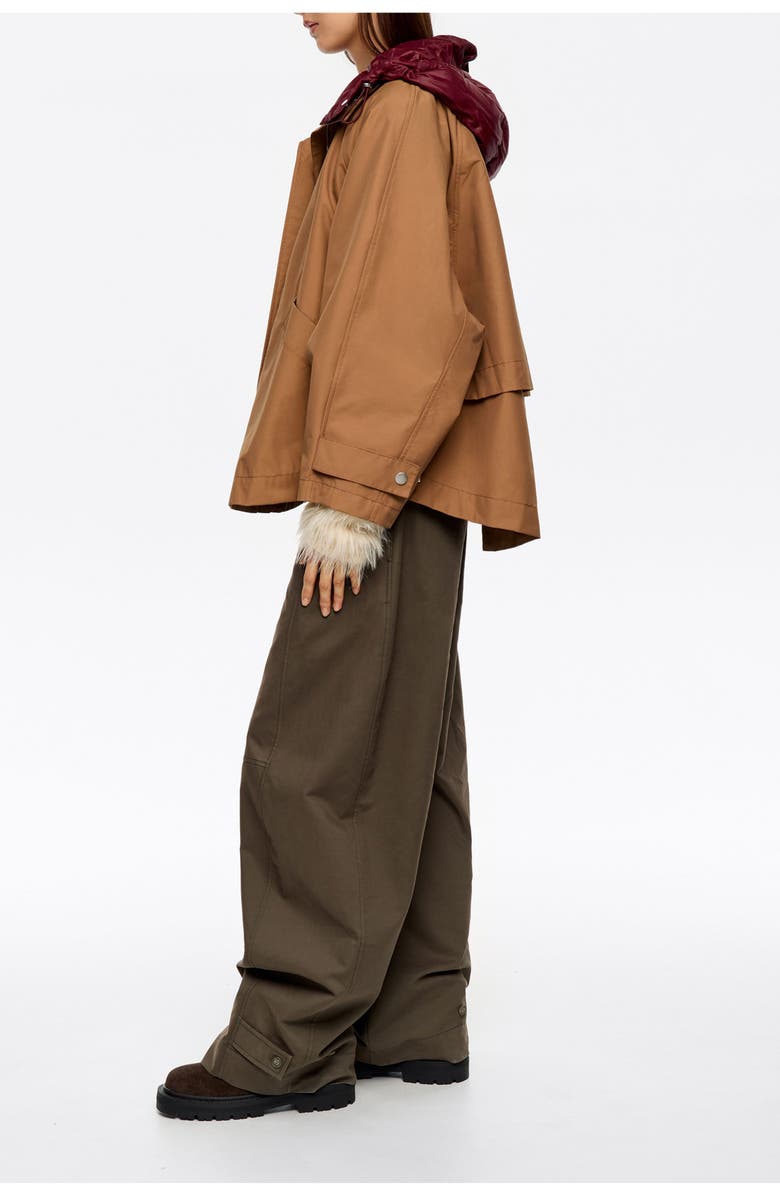 Bimba y Lola Detachable Padded Hood Trench, Alternate, color, Brown