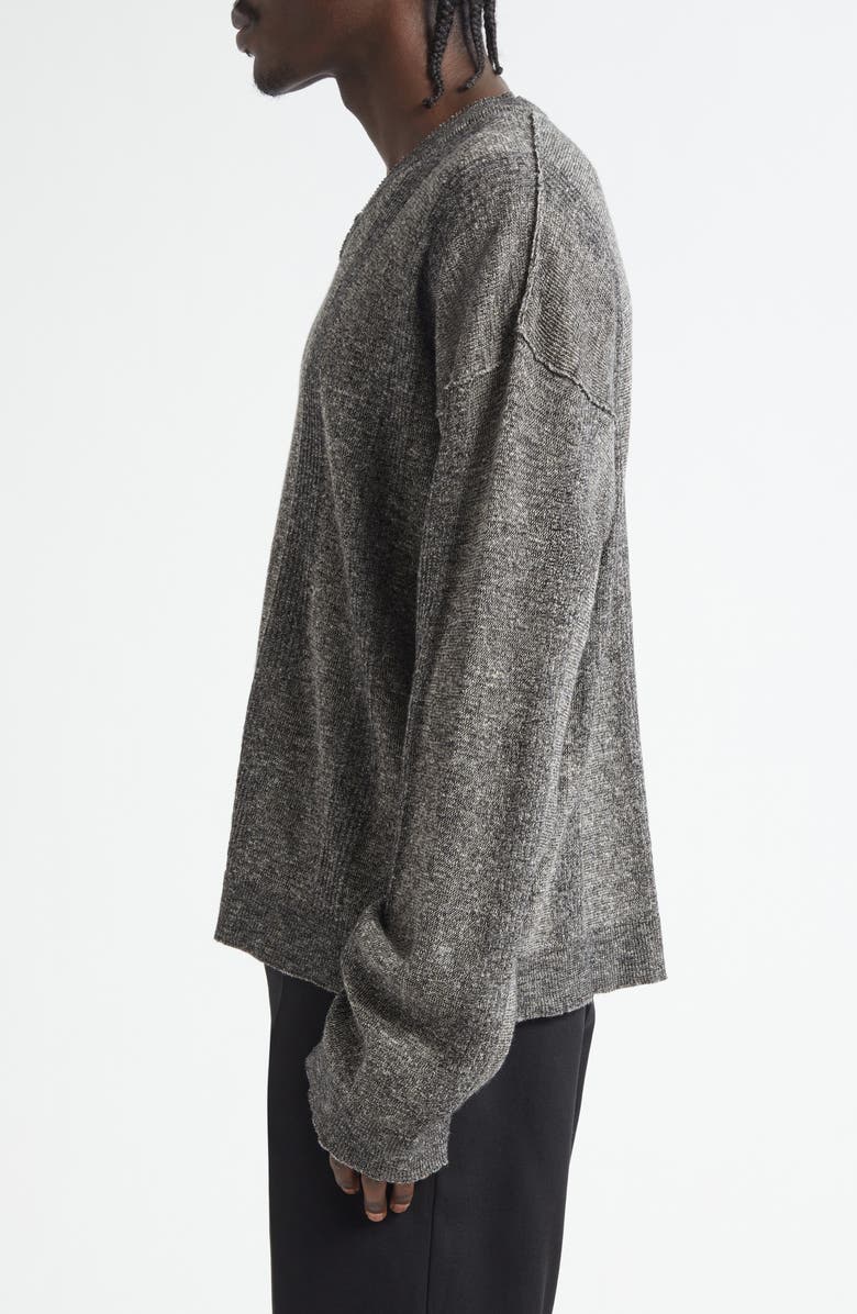 Maison Margiela Linen & Cotton Blend V-Neck Sweater, Alternate, color, Black