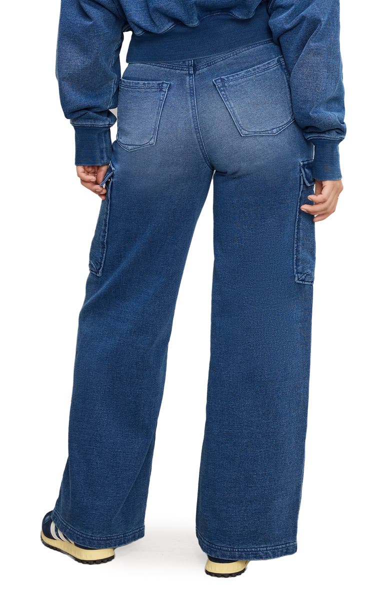 Good American Jeanius Good Skate Wide Leg Cargo French Terry Pants, Alternate, color,