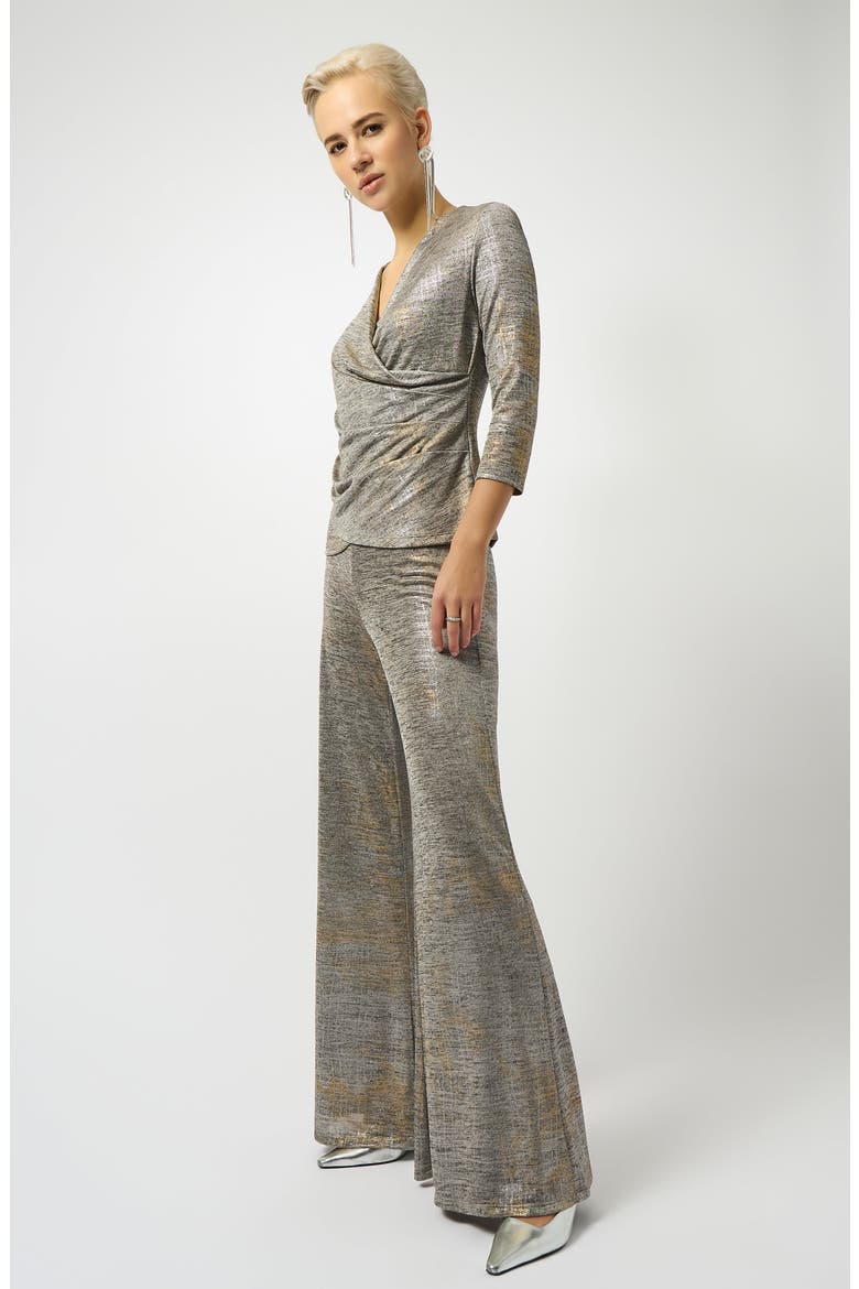 Foiled Surplice Knit Top, Alternate, color, BEIGE/ MULTI