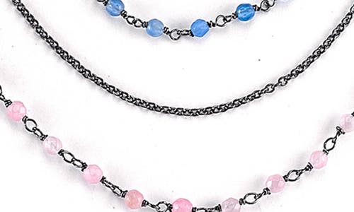 Samuel B. Beaded Rose Quartz & Blue Chalcedony Layered Necklace In Multi