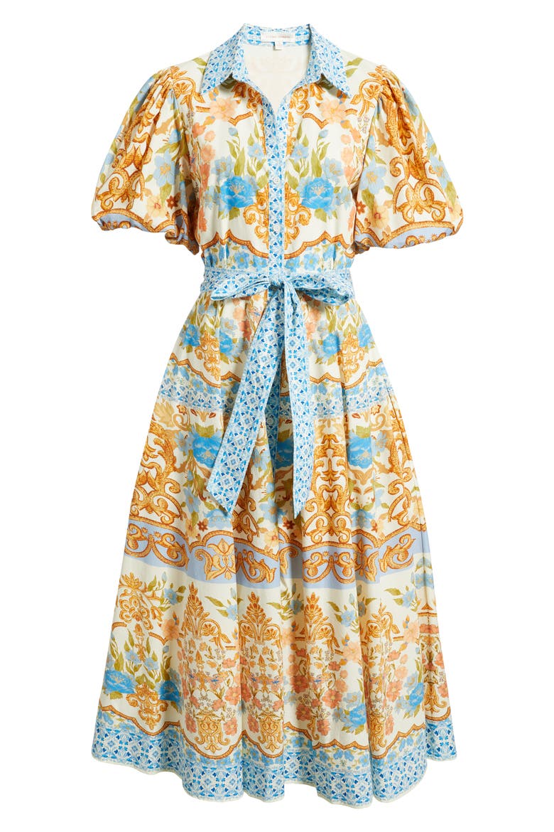 Print Cotton Midi Dress, Alternate, color, IVORY