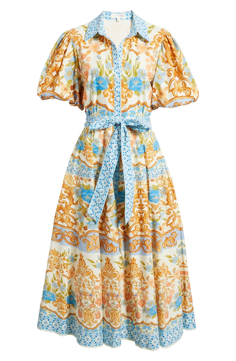 FLYING TOMATO Print Cotton Midi Dress, Alternate, color, Ivory