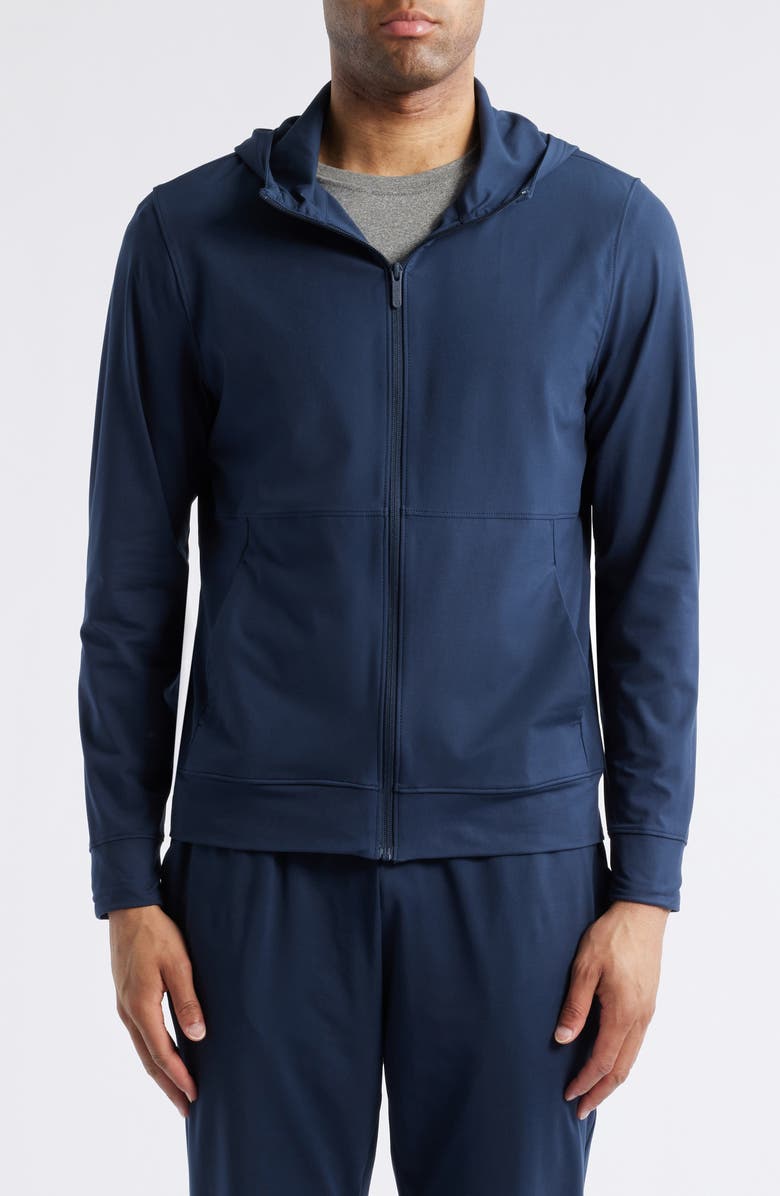 Zella Live In Hybrid Zip Hoodie, Alternate, color, Navy Eclipse