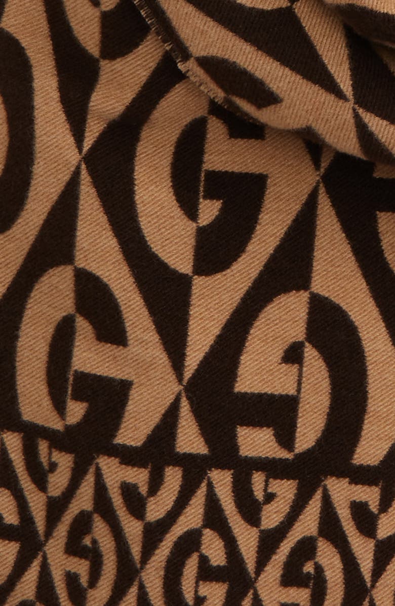 Gucci G Rhombus Logo Jacquard Wool & Cotton Scarf, Alternate, color, 