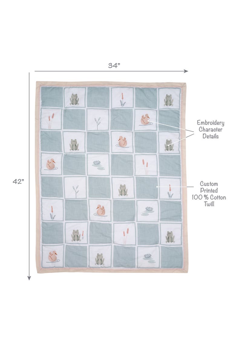 Froggy & Friends Embroidered 3-Piece Baby Crib Bedding Set, Alternate, color, Green