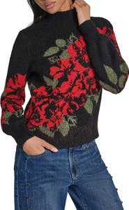 KARL LAGERFELD PARIS Rose Mock Neck Sweater