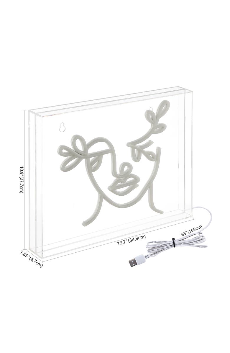 JONATHAN Y Teary Contemporary Glam Acrylic Box USB Operated LED Neon Light, Main, color, Blue