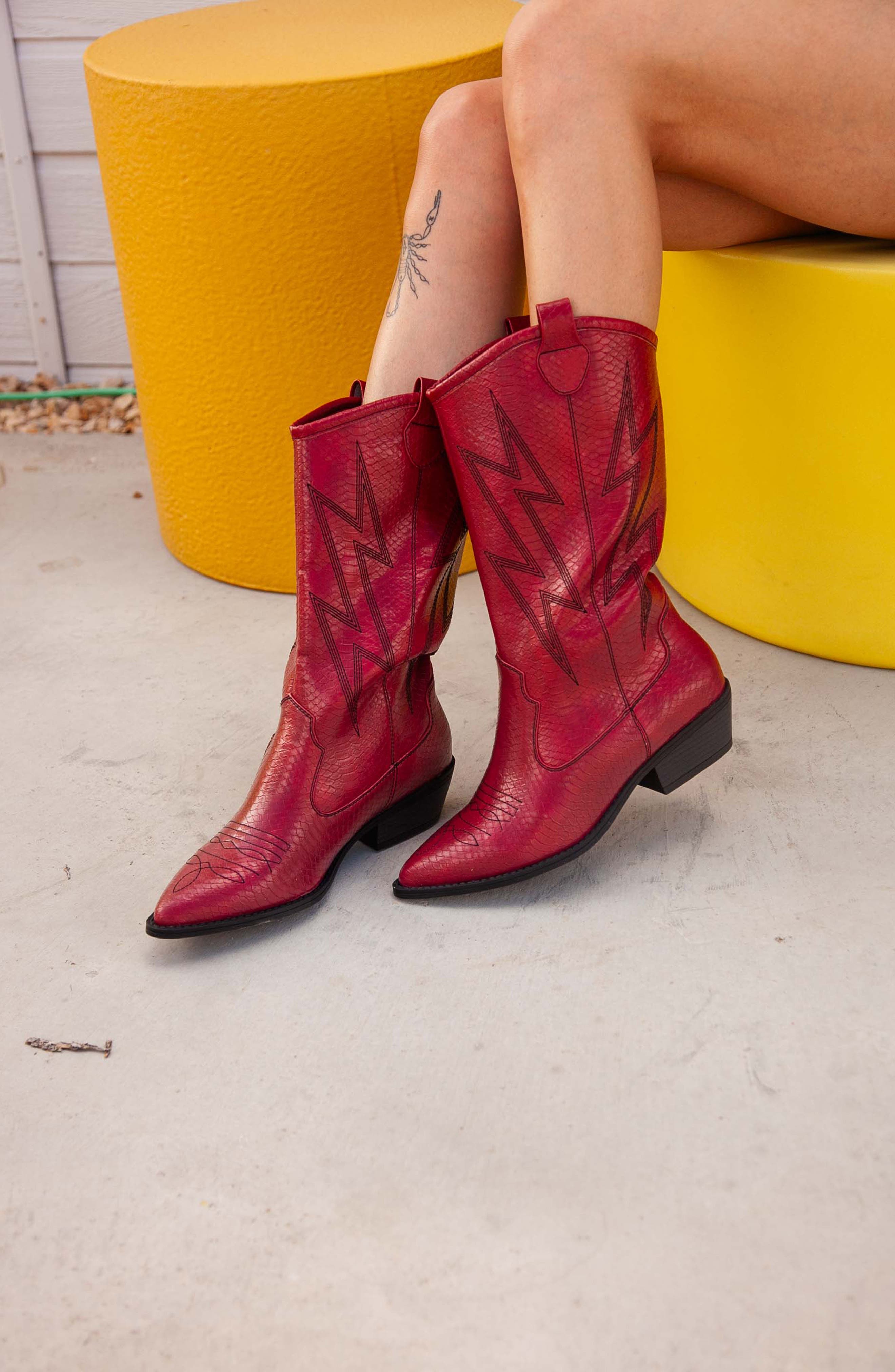 Josea Cowboy Boot, Alternate, color, RED