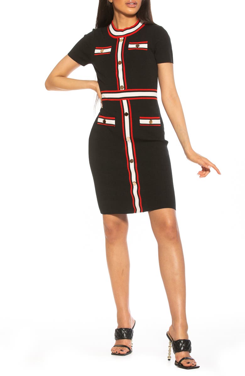 Alexia Admor Nicki Stripe Short Sleeve Sheath Dress, Main, color, 