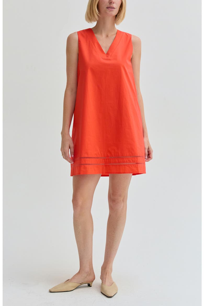 Lattice Trim Poplin Mini Dress, Alternate, color, Burnt Orange