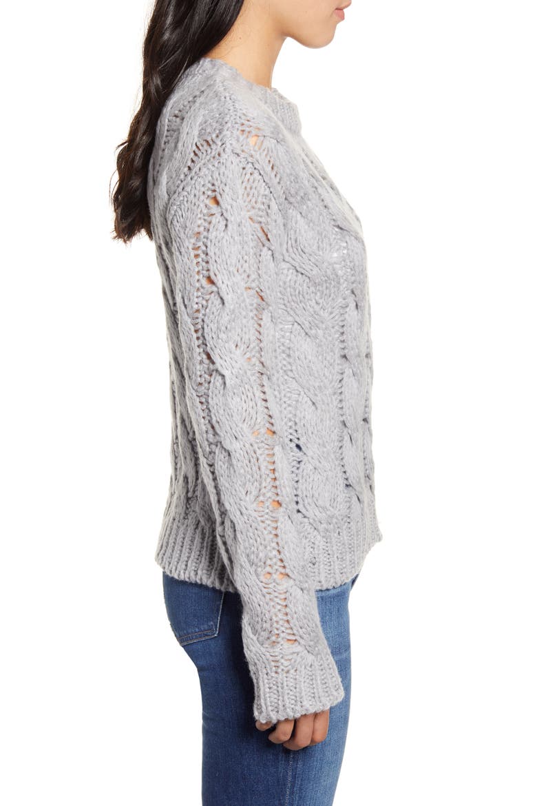 Cable Stitch Sweater, Alternate, color, FOG MIX