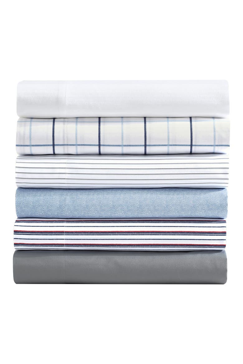 Skinny Yacht Stripe Sheet Set, Alternate, color, GREY