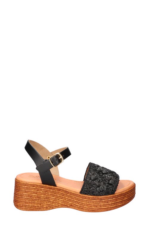 Shop Bella Vita Kea Espadrille Wedge Sandal In Black Floral Raffia-leather