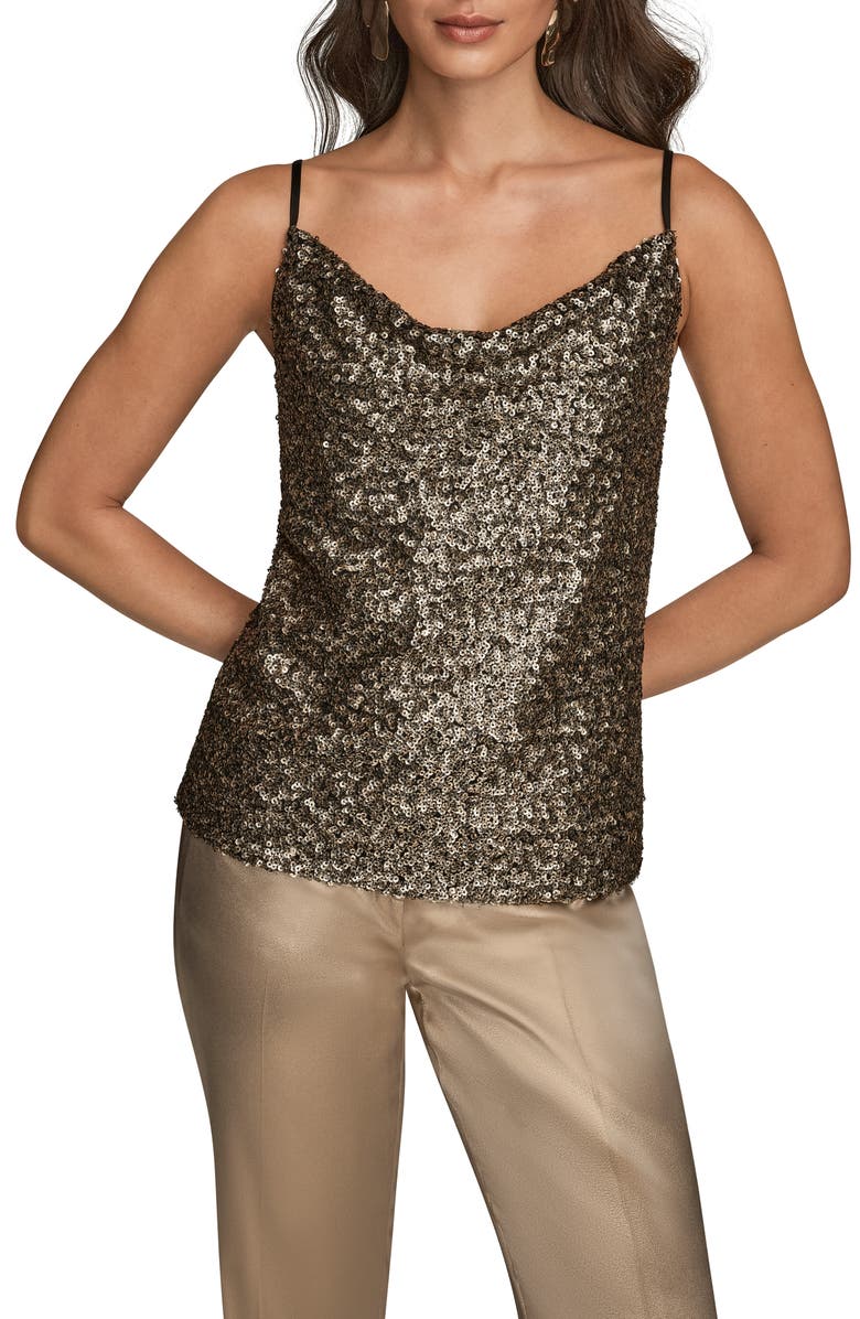 Donna Karan New York Sequin Cowl Neck Camisole, Main, color,