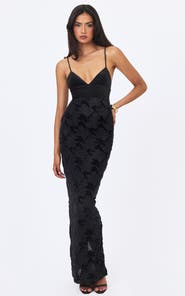 Miss Circle Quinsley Velvet Crystal Lace Maxi Dress