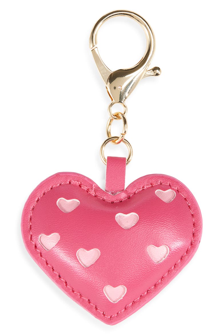 Puffy Heart Bag Charm, Main, color, PINK MULTI- GOLD