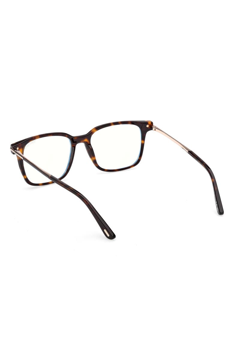TOM FORD 53mm Square Optical Glasses, Alternate, color, Shiny Dark Havana / Rose Gold
