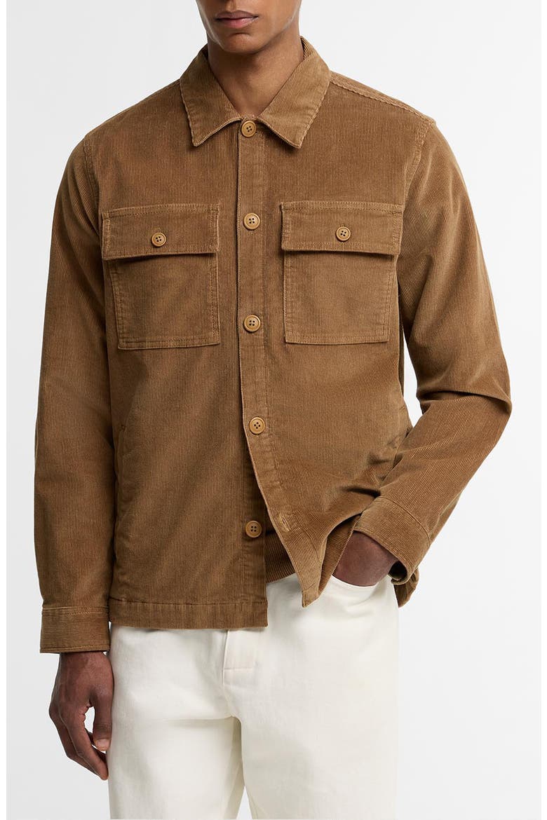 Tartan Trimmed Corduroy Shirt Jacket, Main, color, SANDSTONE