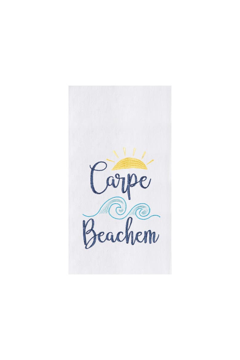 Carpe Beachem Only Flour Sack Kitchen Towel, Main, color, White