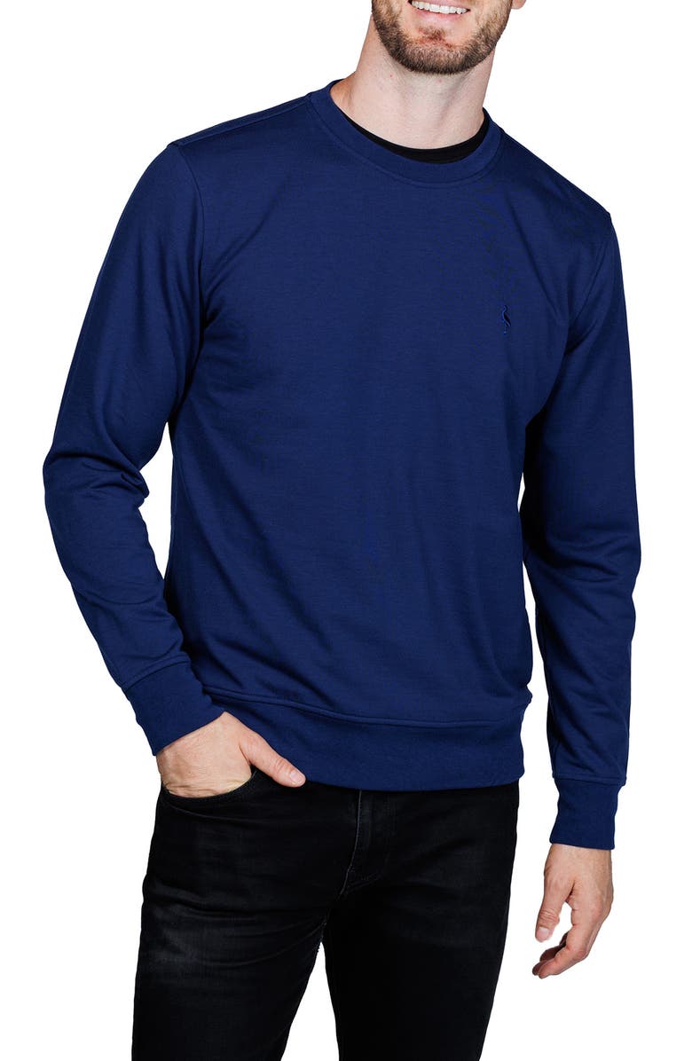 TailorByrd Fleece Crewneck Sweater, Alternate, color, Navy