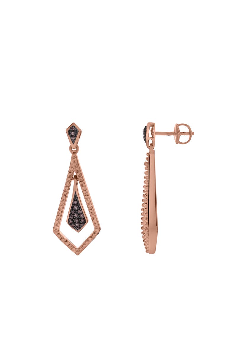 LuvMyJewelry Velmora Sterling Silver 0.10 Ct Diamond Dangle Earrings, Main, color, Pink Rhodium Sterling Silver