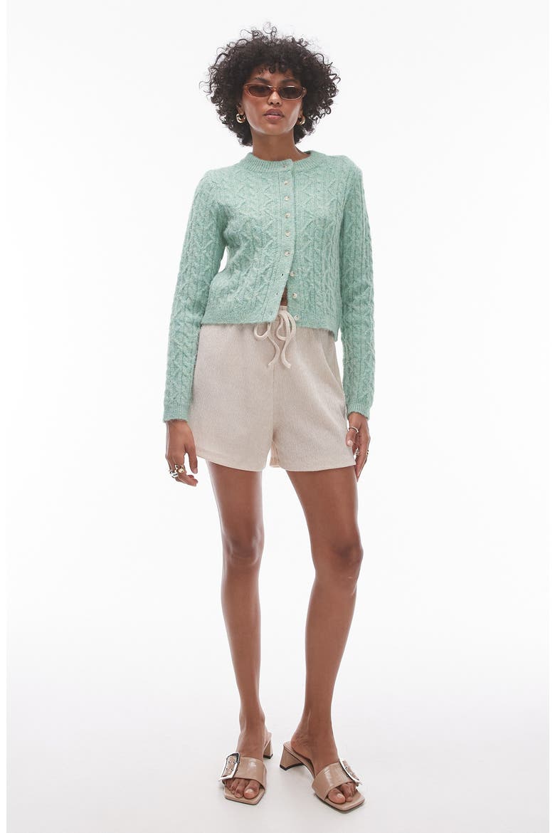 Cable Stitch Cardigan, Alternate, color, LIGHT GREEN