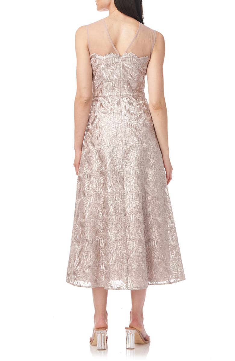 JS Collections Rosie Embroidered Midi Cocktail Dress, Alternate, color, Silver