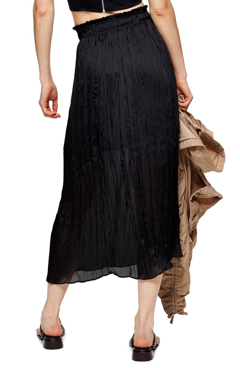 Topshop Pleated Crushed Satin Skirt, Alternate, color,