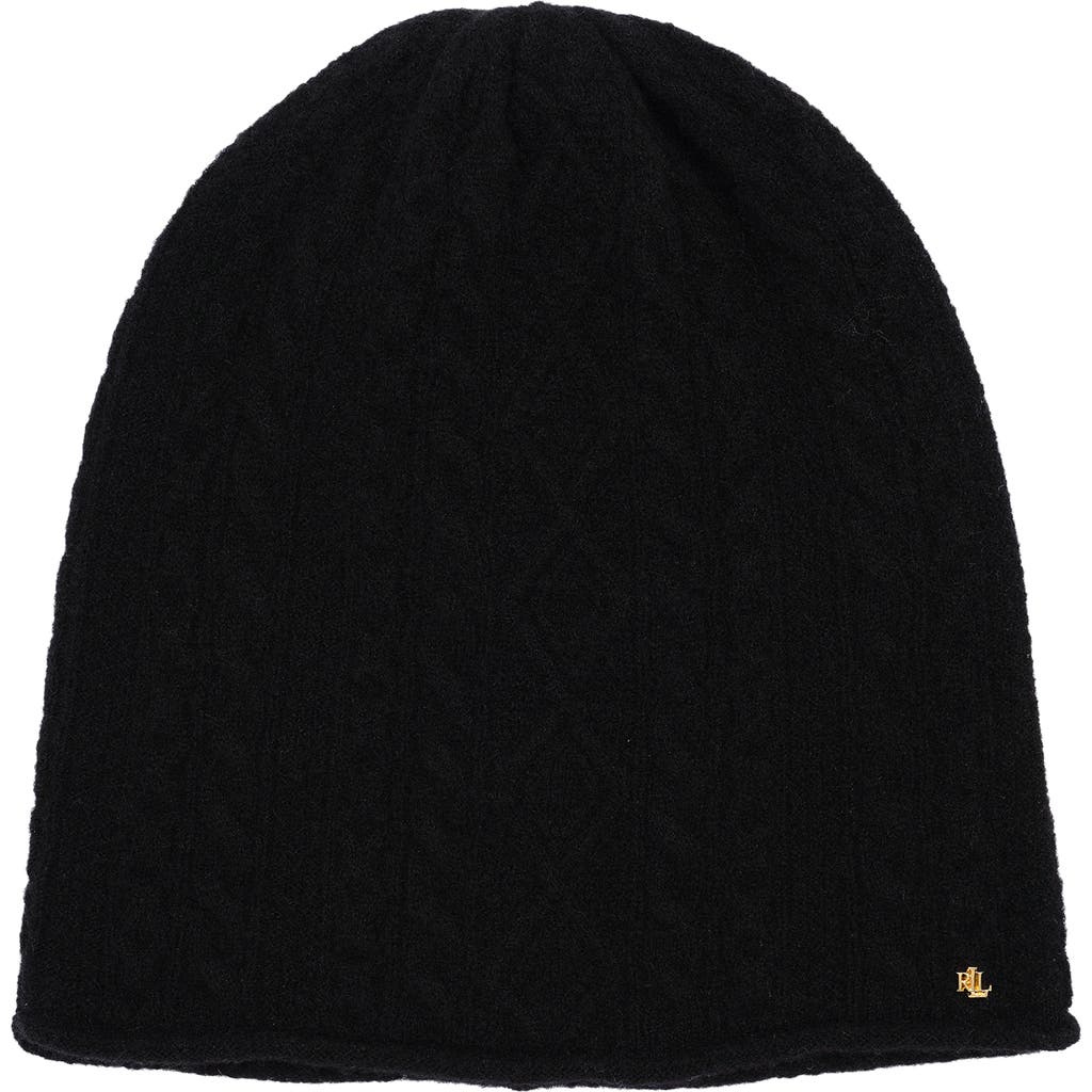 Lauren Ralplh Lauren Mini Cable Knit Slouchy Hat In Black
