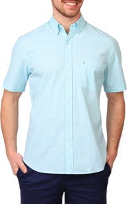 TailorByrd Micro Gingham Short Sleeve Button-Up Shirt
