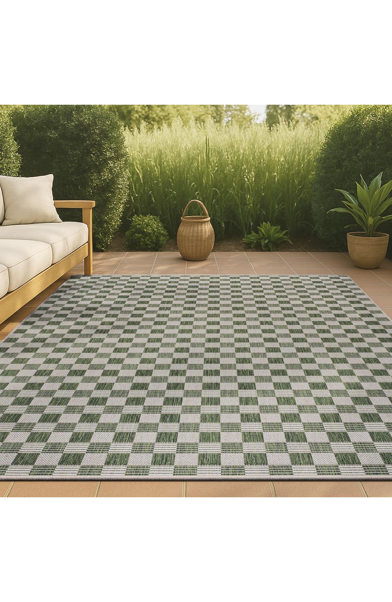 JONATHAN Y Aimee Traditional Cottage Checkerboard Indoor/Outdoor Area Rug, Alternate, color, Green/Cream