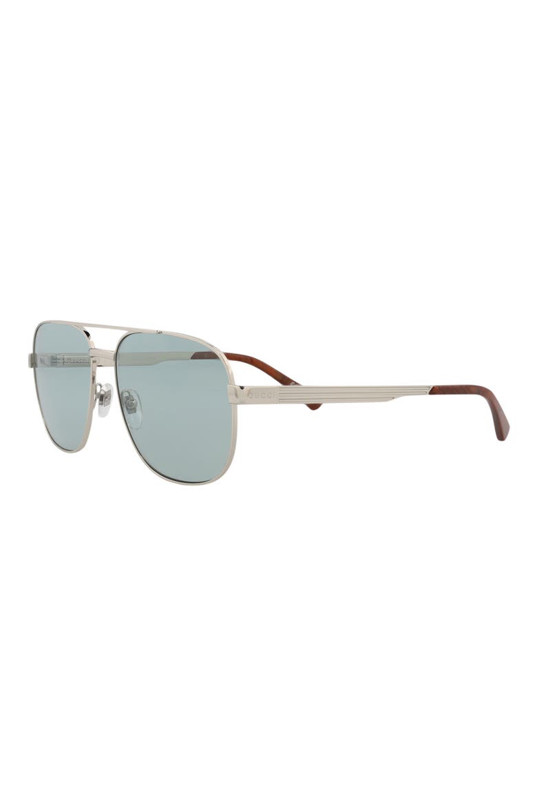60mm Pilot Sunglasses, Alternate, color, SILVER SILVER GREEN