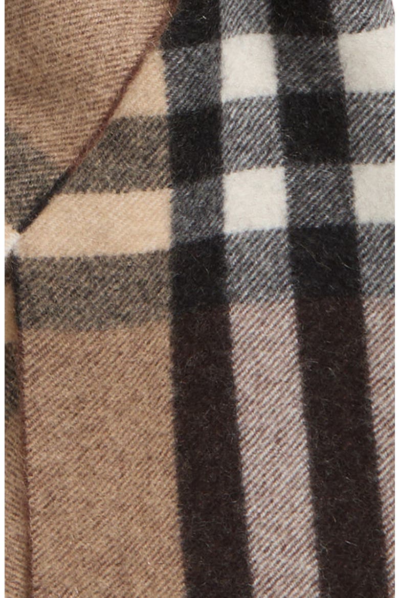 Giant Check Cashmere Fringe Scarf, Alternate, color, ARCHIVE BEIGE