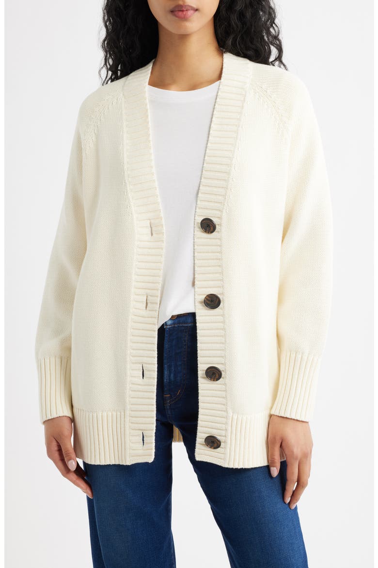 Oversized Cotton Cardigan, Main, color, VINTAGE IVORY