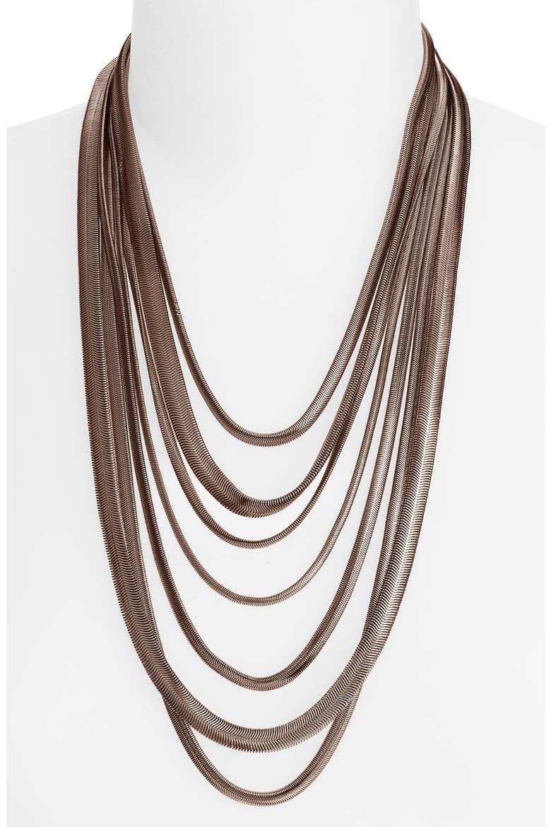 Multi Row Chain Necklace, Main, color, CHOCOLATE
