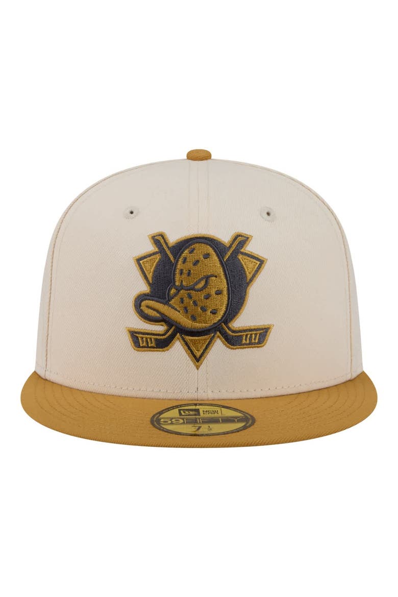 Men's New Era  Cream/Tan Anaheim Ducks Colorpack Two-Tone 59FIFTY Fitted Hat, Alternate, color, Cream